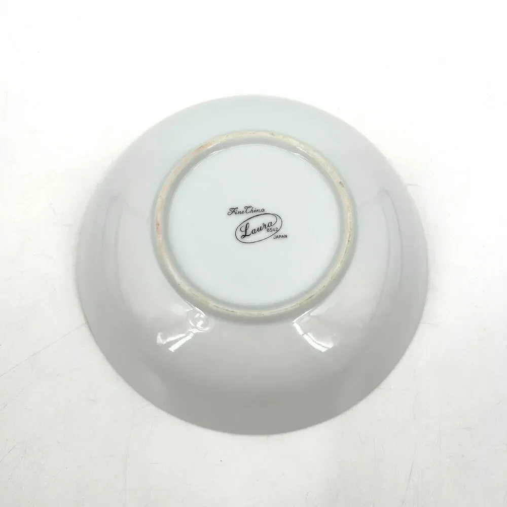 FINE CHINA JAPAN Vintage Laura Coupe Cereal Bowl White Floral Rose Platinum Trim